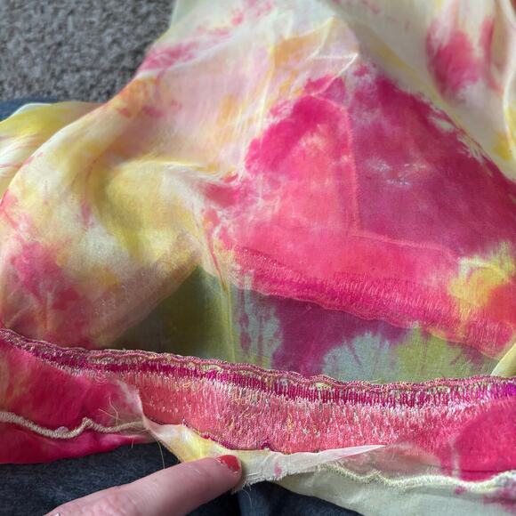 Stunning Silk Women’s Tie Dye Multicolor Kaftan Boho Ethereal Coverup OS - Picture 16 of 16